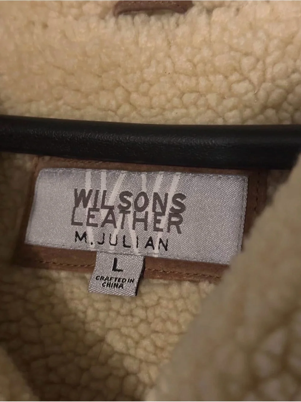 Wilsons Leather Tan Brown Suede Shearling Coat